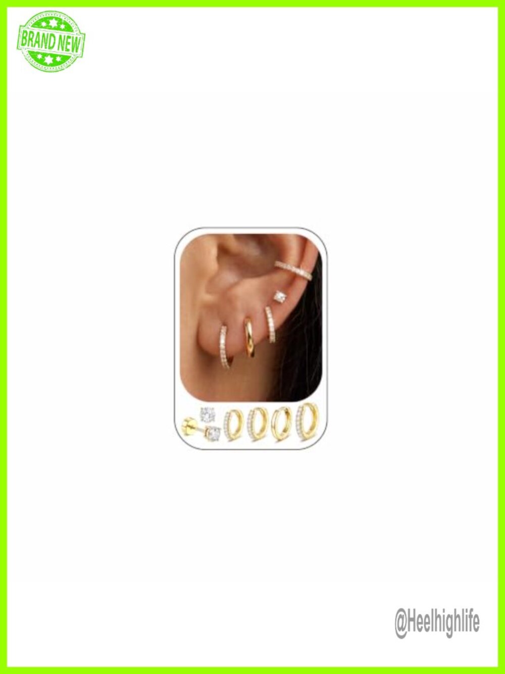 Girls 14K Gold Plated Hoop Earrings Set Hypoallergenic Small Huggie Cartilage 5
